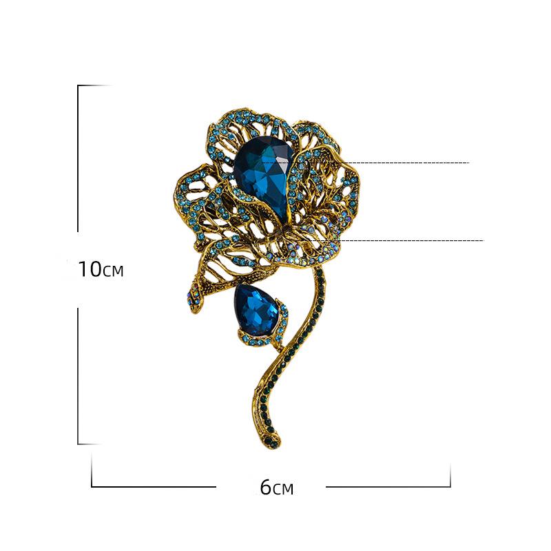 Luxury Women Men Exqusite Full Crystal Lotus Shining Brooches Badges Vintage Plant Rhinestone Pins Corsage For Women's Party