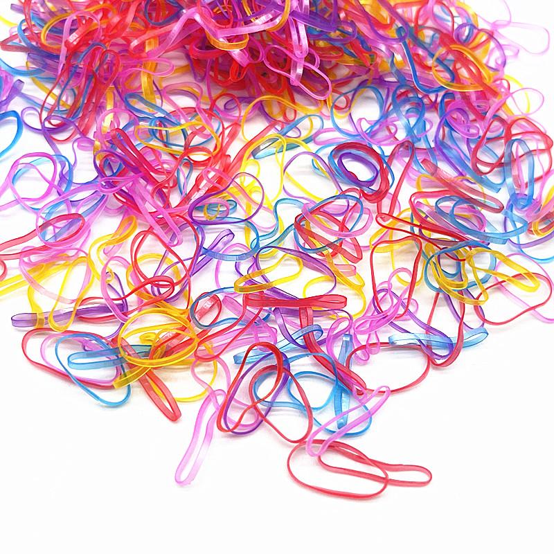 500pcs Cute Colourful Rubber Ring Disposable Elastic Hair Bands Ponytail Holder Rubber Band Scrunchies Kids Hair Accessorie