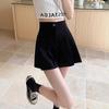 Women's High-Waist Black Casual Summer Shorts, Petite A-Line Wide-Leg Design, 2024 Collection.