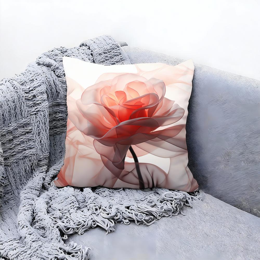 Abstract Rose Flower Cushion Cover Premium Comfort Reversible Pillow Cove -Two In One Design for Any Room & Car Interior