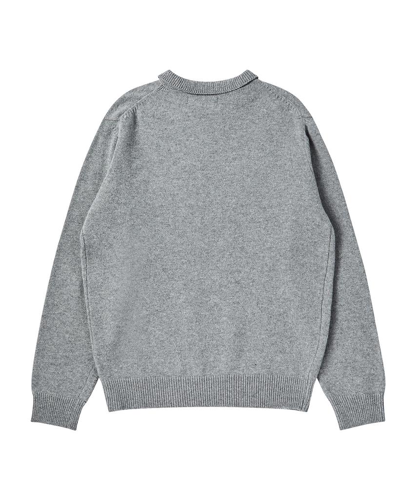 BEYOND CLOSET [Collection Line] Heritage Polo Wool Knit Grey