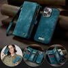 CaseMe-008 For iPhone 16 Pro Max Removable 2-in-1 Zipper Wrise Strap Multi-functional Wallet Case Card Slots Phone Cover
