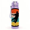 1PC Handball Player Circle Badge Print 750ml Color Plastic Sports Water Bottle Leakproof Flip Straw Lid Suitable for Sports Office Home Use