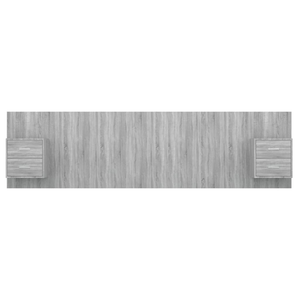 Headboard with Nightstands Grey Sonoma Particleboard