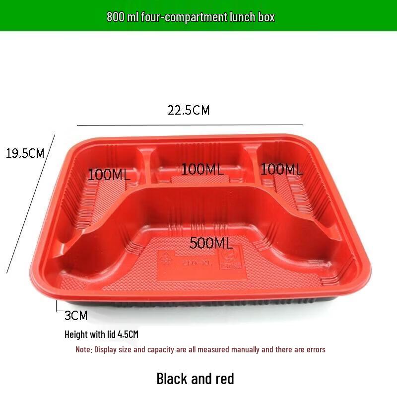 JINGRX Thickened 4-Compartment Disposable Takeaway Lunch Boxes