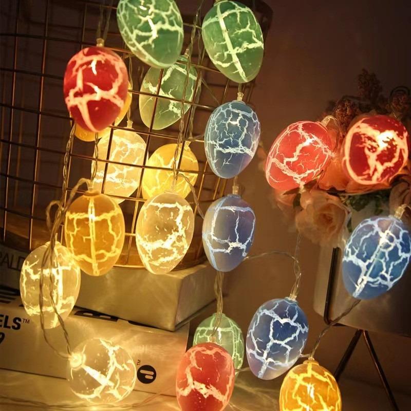 LED Renkli Işıklar Paskalya Dekoratif Işık Zincirleri Pamuk İpliği Paskalya Yumurtaları Festival Işık Zincirleri Parti Komik Gece Lambaları Ortam Işıkları