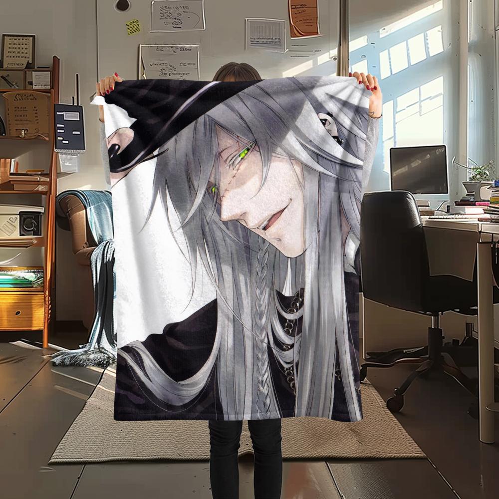 1Pc Black Butler Print Flannel Blanket, High quality Comfortable for All Seasons, Home Decor, Warmth and Comfort, Perfect for Christmas Gifts