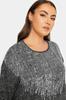 Women's Big Size Blouse Plus Size Crew Neck Long Sleeve Sequin Embroidered Blouse 302911