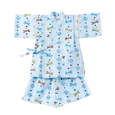 Cream De Coco Striped Dragonfly and Red Plum Blossom Cotton Jinbei for Made In 110cm Boys, 100% Cotton, Japan, 80cm, 90cm, 100cm, (100, Blue)