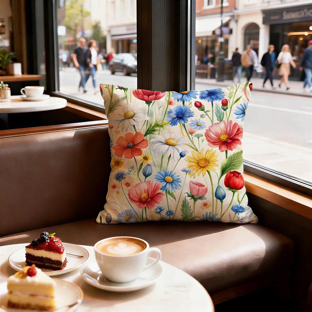 Flowers and plants Cushion Cover Set of  Decorative Short Plush Pillow Covers for Sofa Soft  Cushion Case x cm