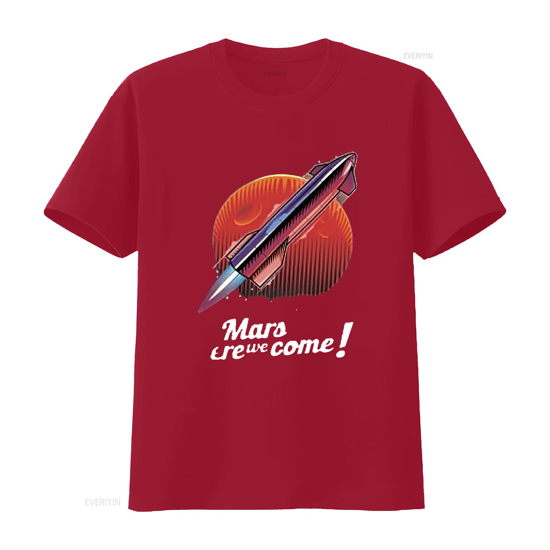 

Женская футболка Marcus House Merch Марс, мы идем! Мужская футболка Ракетоносители Черная винтажная стирка Универсальная Повседневная мода S