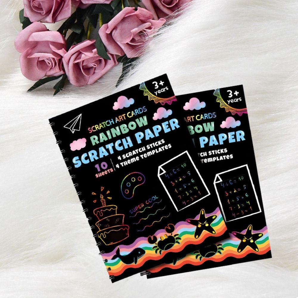 Smooth Color Drawing Paper Colorful Glitzy Paper Note Creative Rainbow Scratch Book  Kids Gift