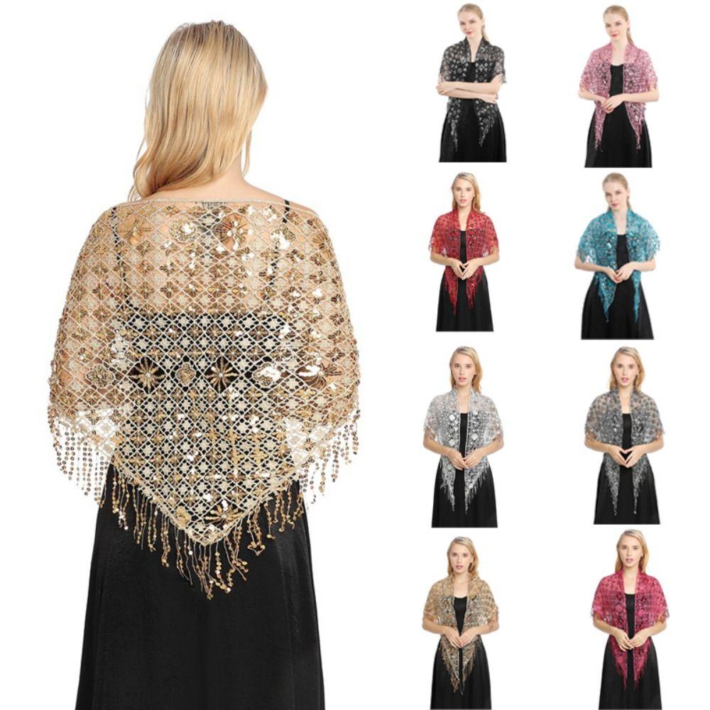 Tassels Sequins Tassel Shawls Capes Belly Dancing Scarf Shiny Triangle Shawl  Belly Dancing Belt