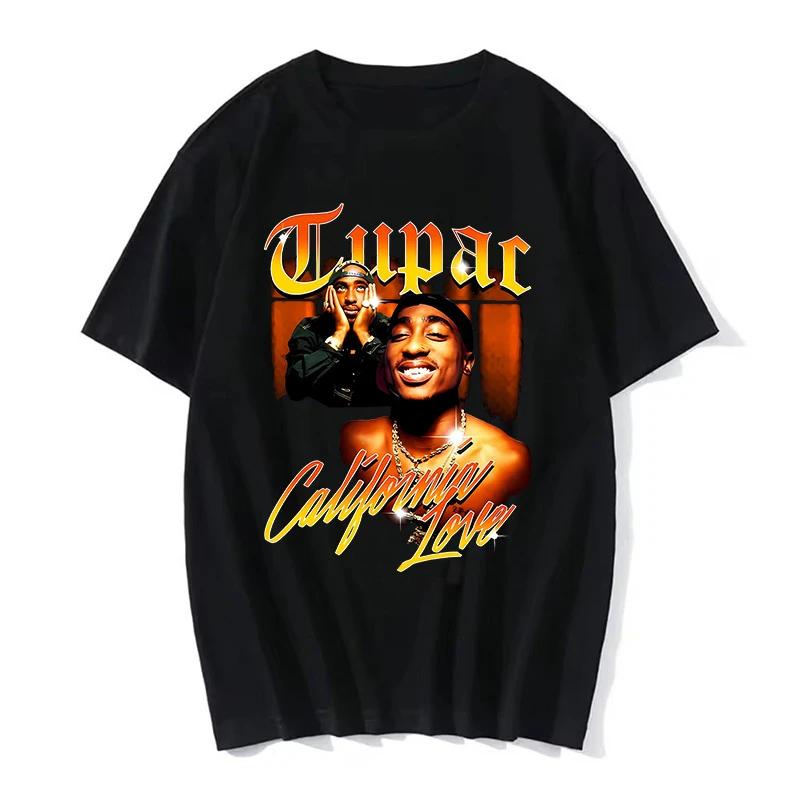 Mode T-Shirt Rapper Tupac Top Hip Hop Streetwear Kurzarm T-Shirt Herren- und Damen-T-Shirts Harajuku Übergröße Kleidung