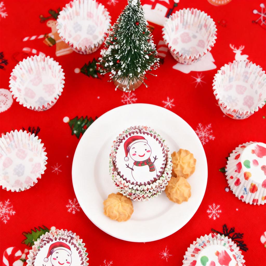 100pcs-New Multi Color Christmas Cupcake Paper Cups Cake Forms Greaseproof Muffin Cupcake Liners Wrapping Cups Paper Baking Cup