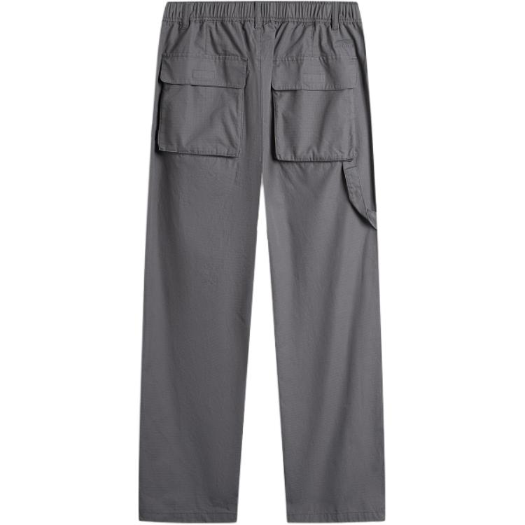 Li Ning Sports Lifestyle Series Solid Color Loose Mid Waist Straight Leg Sports Pants Men Bottoms Smoke-Gray AKXU531-6