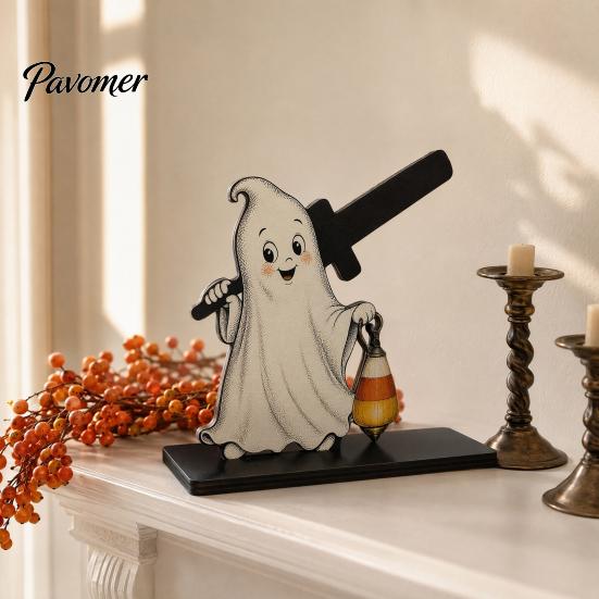 Wooden Roll Paper Stand Halloween Napkin Holder, Spooky Rustic Holder Towel for Home Kitchen Bathroom Countertop Dining Table Decor