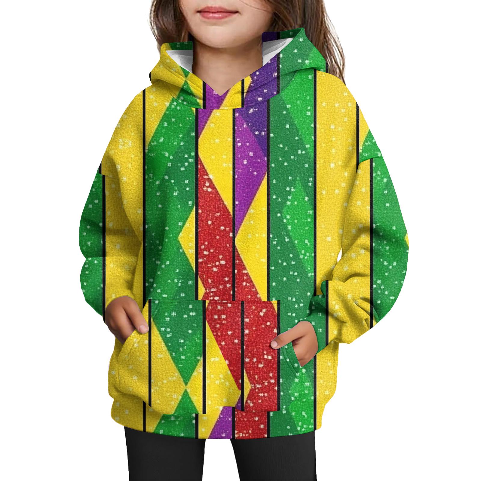 

Girls Hooded Tie- Sweatshirt - Pullover Print Top Carnival Day 90