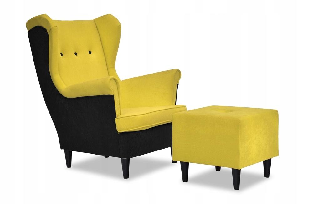 Fotel uszak ARI DUO skandynawski Family Meble żółto czarny pszczółka