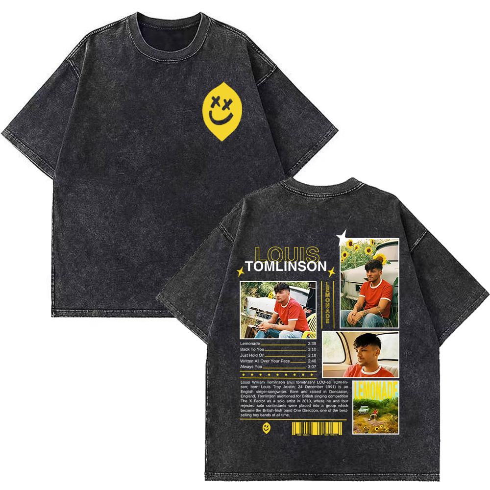 Louis Tomlinson Lemonade Tour Merch Vintage Washed T Shirt Unisex Summer Fashion Tshirts Oversized Aesthetic Trendy Tshirts