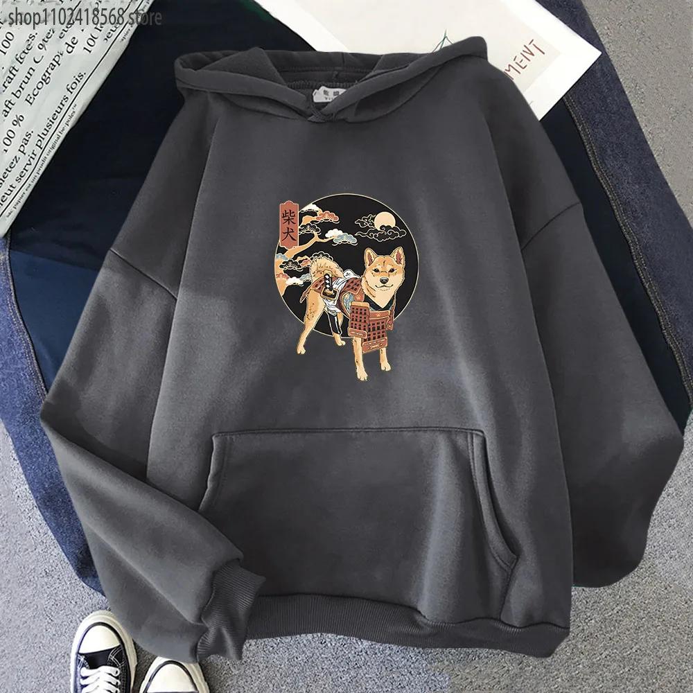 Ramen Shiba Samurai in Roter Rüstung Hoodies Damen Kawaii Hunde Grafik Sweatshirt mit Kapuze Herrenbekleidung