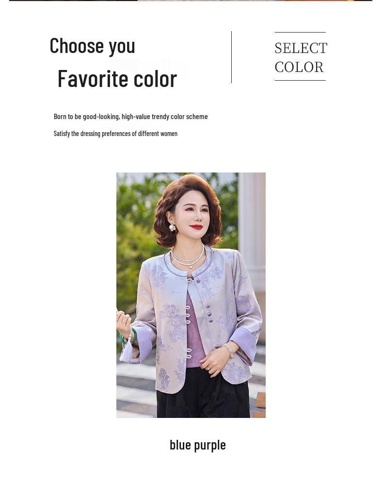 Elegant Spring Tang Suit Jacket for Middle-Aged & Elderly Women - New 2026 Design