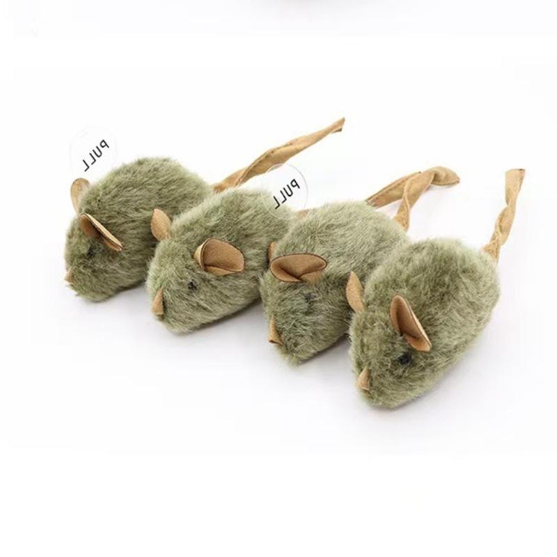 Cat Chew Plush Mouse Toy Interactive Squeaky Imitation Mouse Bite Resistant Kitten Toy Teeth Cleaning Cat Toy Accessories