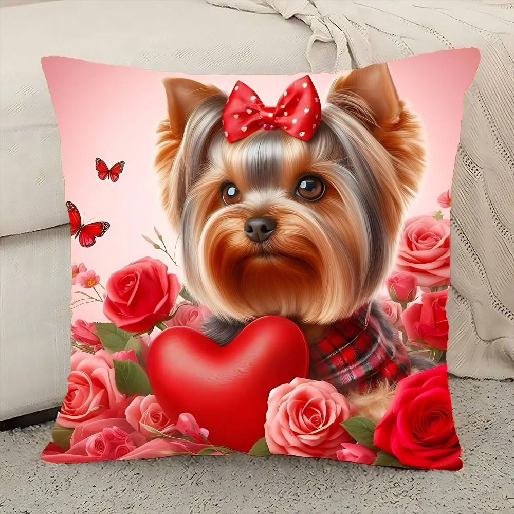 Eleganter Kissenbezug mit Hundemotiv, dekorativer rechteckiger Kissenbezug für Sofa und Wohnzimmer, ideal für Paare, Wohnzimmer, Schlafzimmer oder als Sofakissenbezug.