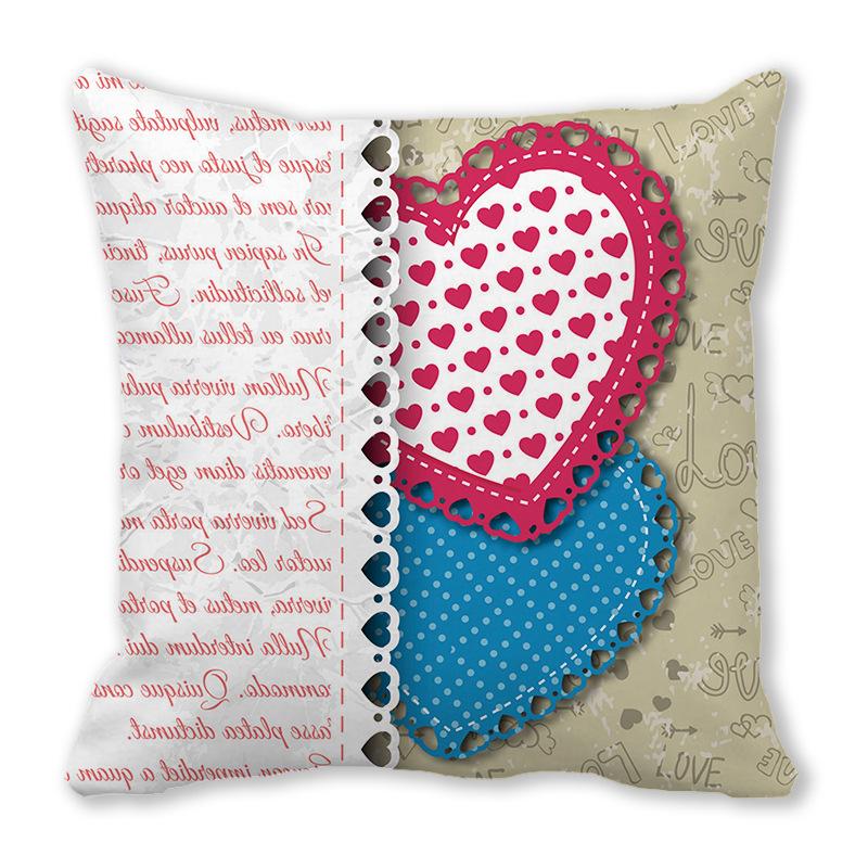 Creative Valentine's Day Happy Series Digital printing short plush pillow covers for car sofa office cushion cover home goods