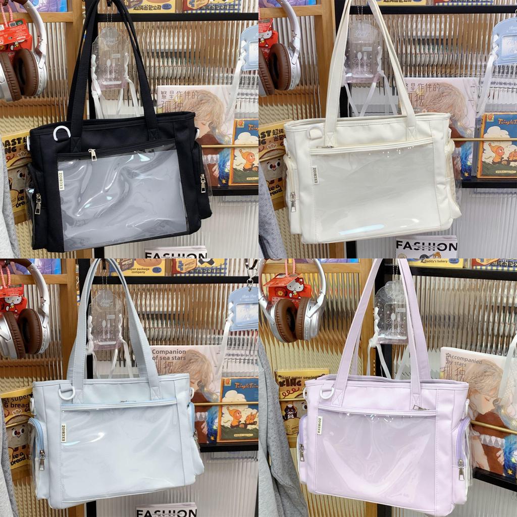 Youth Campus Nylon Crossbody Bag With Transparent Layer For Daily Casual Use