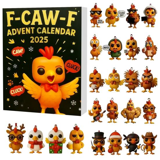 2025 Christmas Advent Calendar with Mini Chicken Ornaments 24-Day Countdown Box for Family Fun And Festive Atmosphere