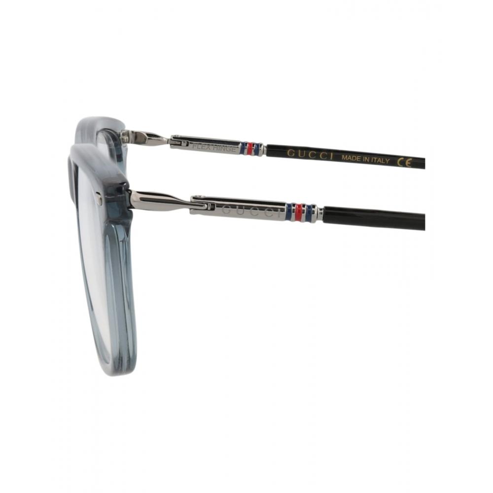 Gucci Square Frame Acetate Optical Frames Grey Ruthenium Transparent