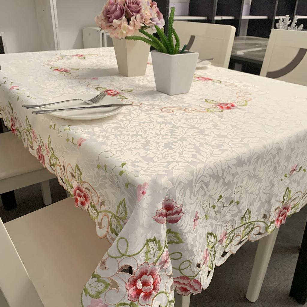 European Pastoral Embroidered Tablecloth Rectangular Dining Table Mat Polyester Embroidered Fabric Coffee Table Tablecloth