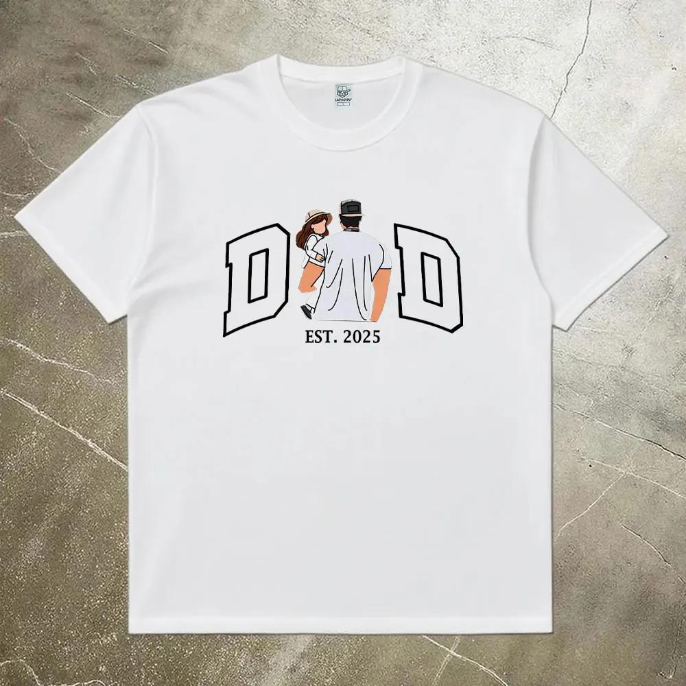 

Fathers Day Gift Shirt Men Personalized Dad Portrait Family Design Cotton Tee Present for Husband Birthday Men Clothing 3XL