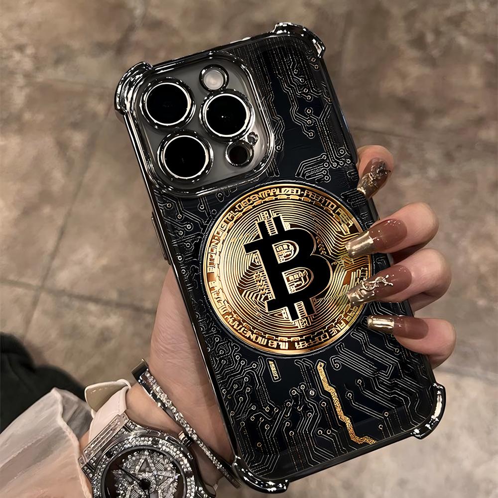 Luxury Bitcoin B Plating Plating Phone Case For Xiaomi 15T 15 14 13 Poco M7 F7 F4 F5 X7 X6 X5 X3 Pro Ultra 4G 5G Anti Fall