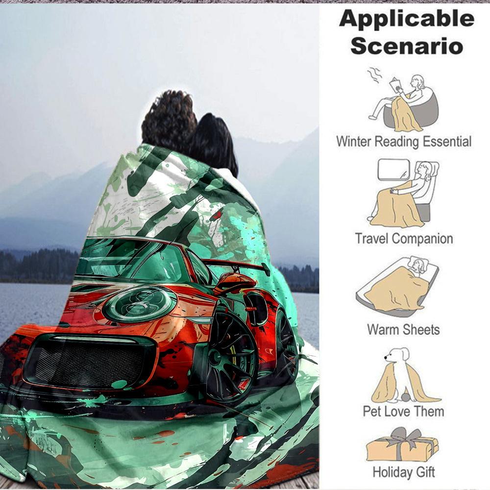 1PC Racing Car Blanket, Throw For Sofa, Bed, Travel, Camping, Livingroom,