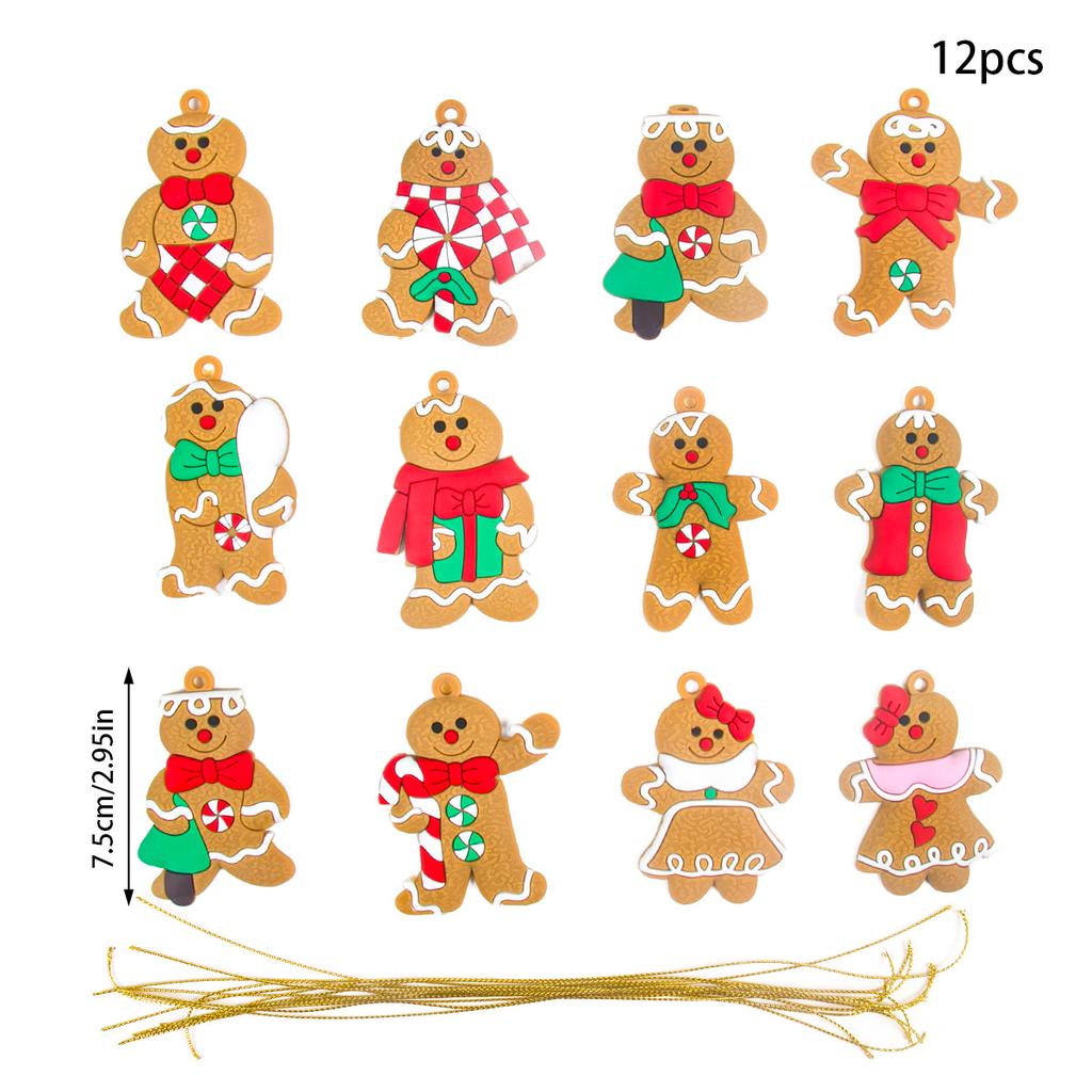 1 sada ozdob s perníkem, vánoční dekorace, závěsné přívěsky na stromeček, přívěsky na doma, děti, novoroční dárek 2025, navidad dekorace