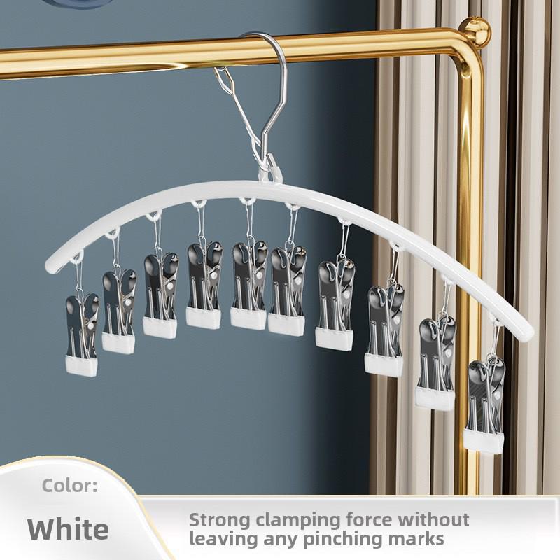 

Ветрозащитная сушилка из нержавеющей стали с несколькими зажимами для носков и нижнего белья [10 clips] curved белый