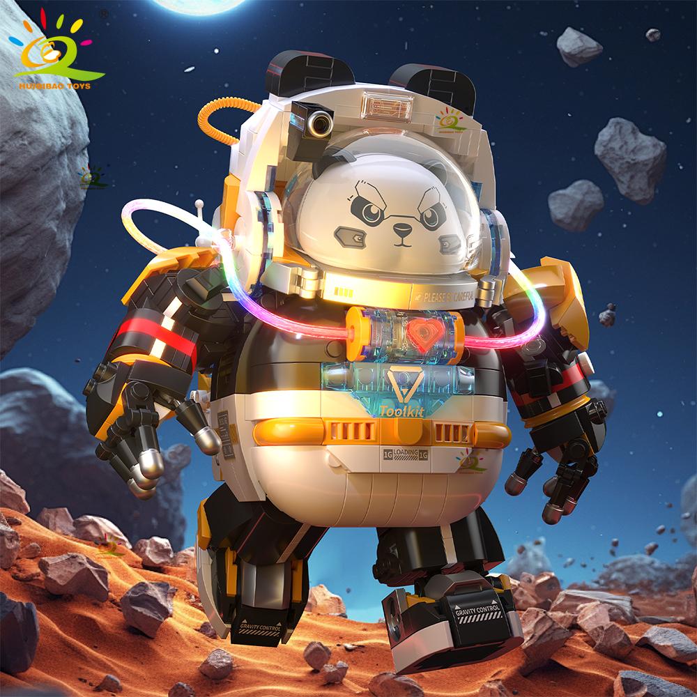 Non-Toxic Moc Space Panda Astronaut Figures Model Building Block Model Aerospace Man Diy Ornament Bricks Toy For Children Kids