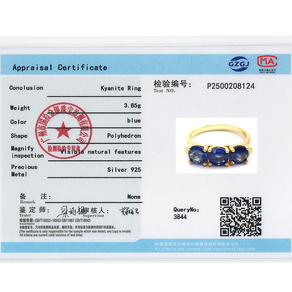 925 sterling silver women's ring natural round 6.0mm kyanite gemstone fine jewelry for mom's Festive and birthdays gift