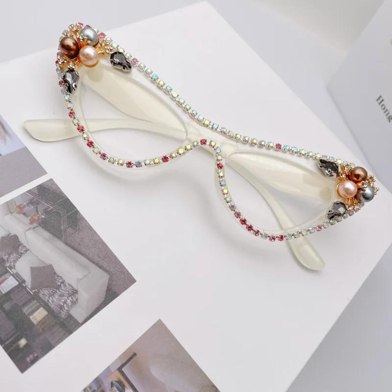 Womens Luxury Rhinestone Cat Eye Reading Glasses Fashion Ladies Glasses Anti-Glare Lenses Presbyopia Eyeglasses