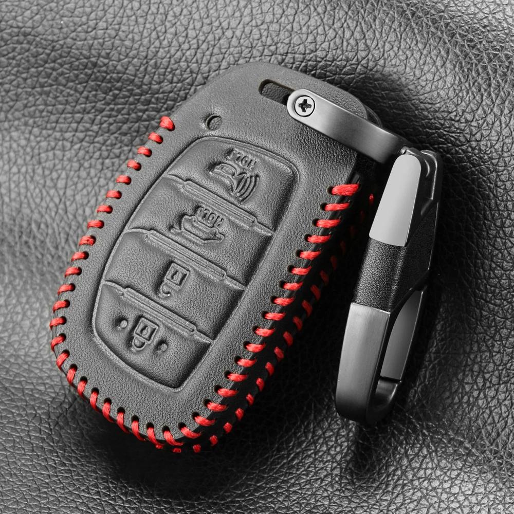 Kožené pouzdro na klíč od auta Kryt Držák Pro Hyundai Tucson Sonata Santa Fe Creta ix25 ix35 i10 i20 Verna Solaris Mistra Elantra Accent