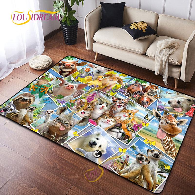 Animal Art Tiger Washable Square Soft Wolves Rug Living Room Bedroom Decorative Floor Mat Kitchen Bathroom Door Mat carpet.