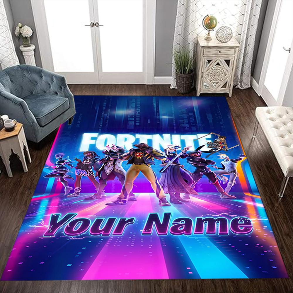 Fortnite Customized Name Floor Rug Office Rug Design for Living Rooms Foyer Dining Room Hallway Anti-slip Rug Anime Office Decor