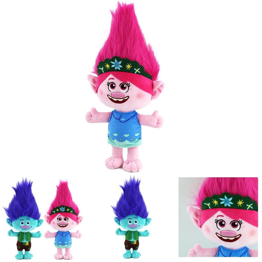 Trolls: Šampioni Spolu Hračka Plyšová Roztomilá Kreslená Postavička Výška 30 cm Chlapec s Modrými Vlasy a Dívka s Růžovými Vlasy Perfektní Pro Děti Věku 7-14 Let