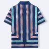 Knitted Crochet Short Sleeve Shirts for Men Casual Button Down Hollow Out Collared Shirt Tops Men's Summer Vacation Vintage Knit Golf Beach Shirts Top