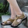 Sommersandalen für Herren aus echtem Leder, modische Strandsandalen, lässige Wanderschuhe