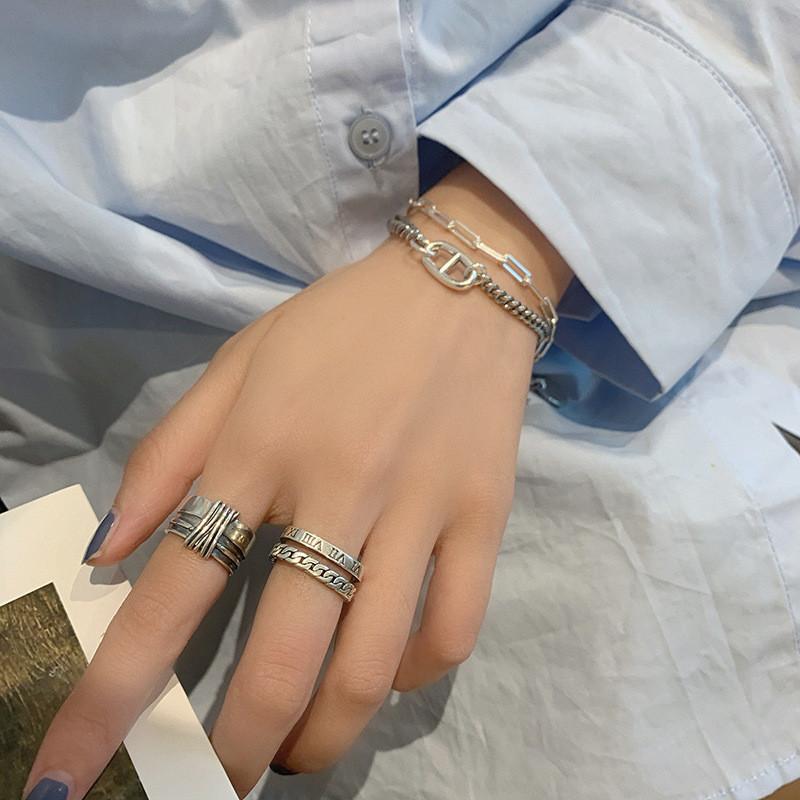 Sterling 925 Stylish Silver Knot Ring For Women Korean Inspired Adjustable Design