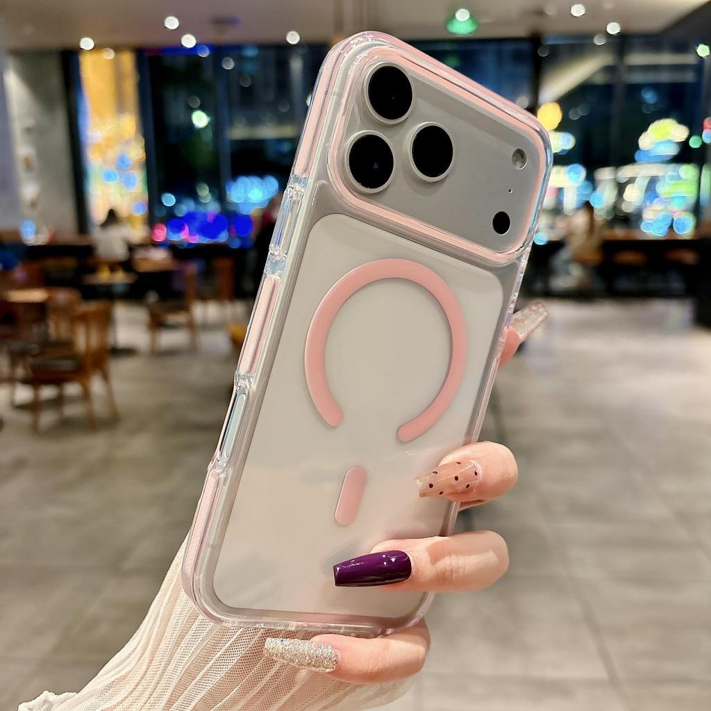 iPhone 17 Pro Max Ice Crystal Two-Tone Magnetic Transparent Drop-Proof Full Coverage Protective Case