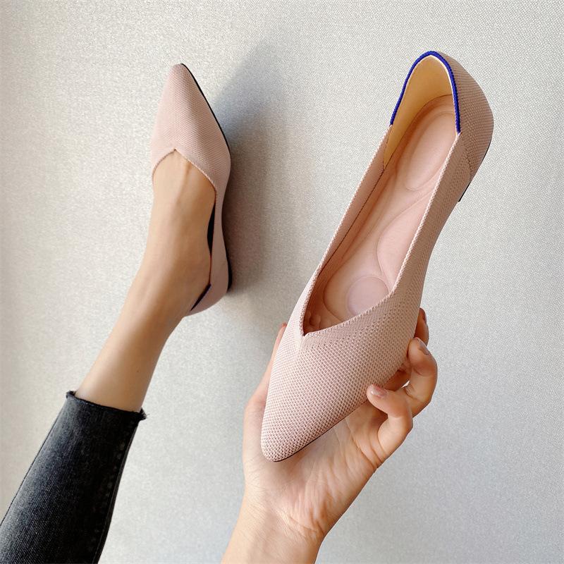 Neue gestrickte Einzelschuhe Eierrollen-Schuhe Doudou-Schuhe Damenstrickschuhe Fliegende Strick-Damenschuhe